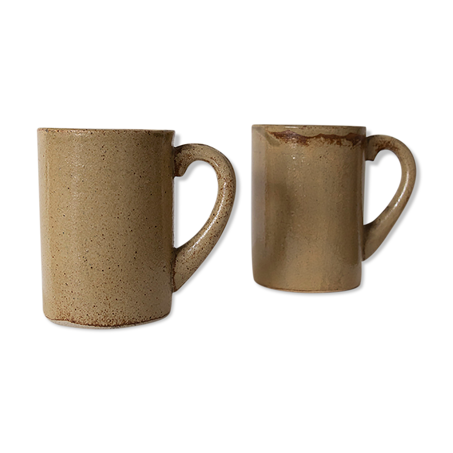 Pair of Puisaye sandstone mugs by Charles Gaudry, 1960s