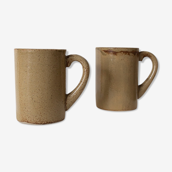 Pair of Puisaye sandstone mugs by Charles Gaudry, 1960s