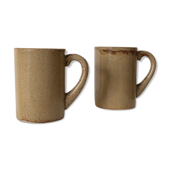 Pair of Puisaye sandstone mugs by Charles Gaudry, 1960s