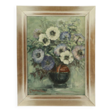 Vintage Flowers Still Life Amateur Painting Framed Signed
