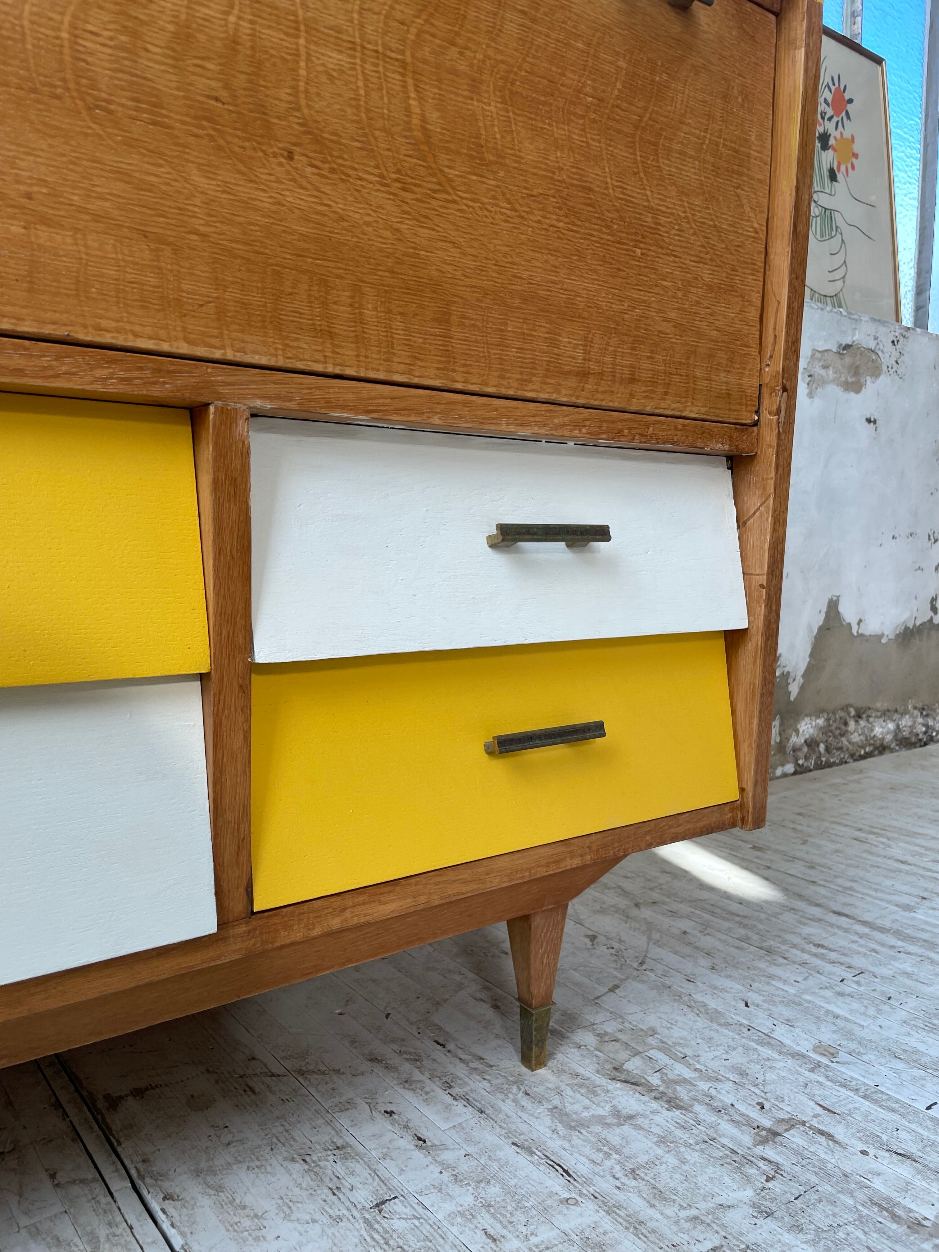 Furniture chest of drawers two-tone 60s