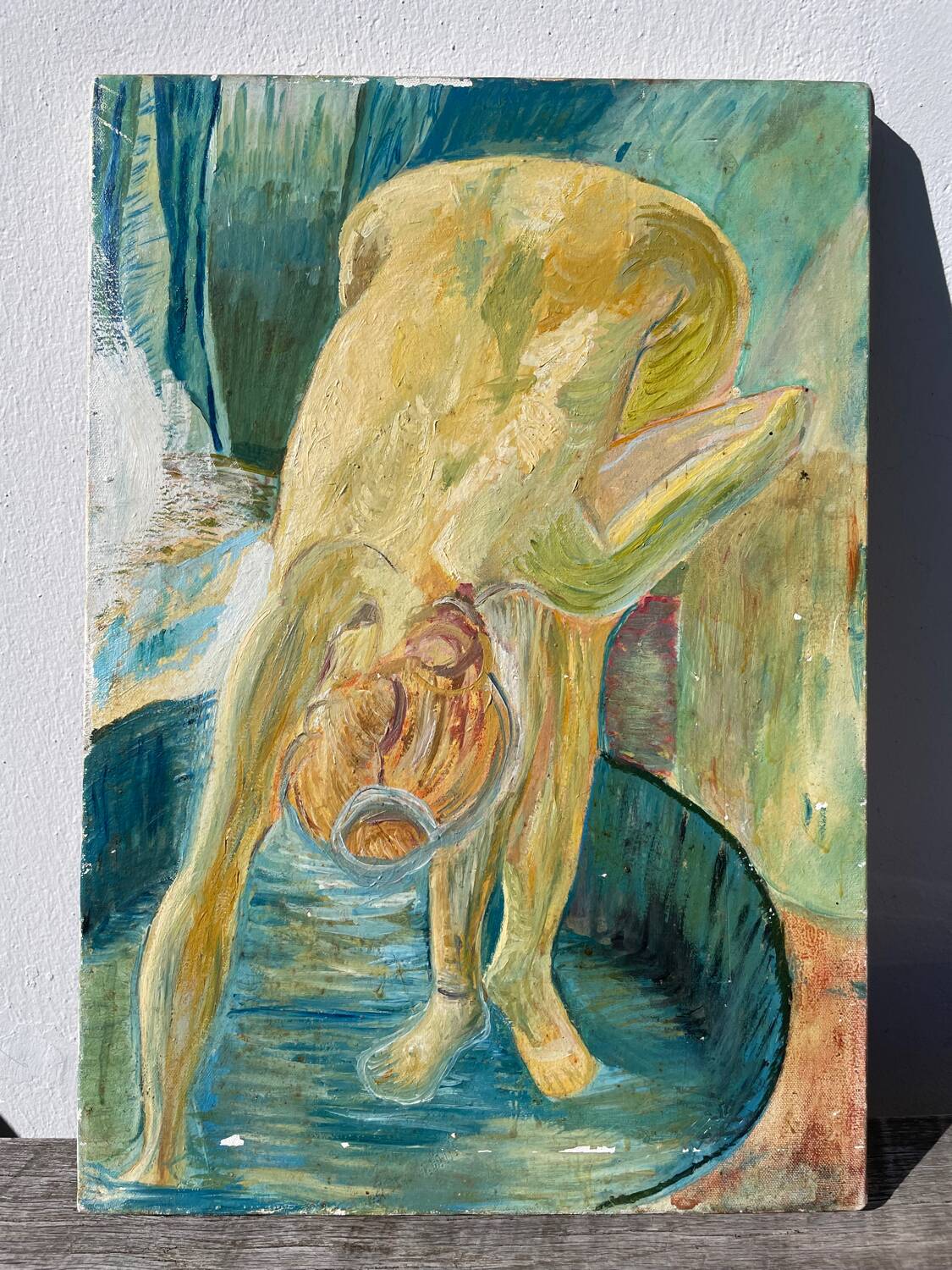Tableau ancien huile sur toile nu féminin