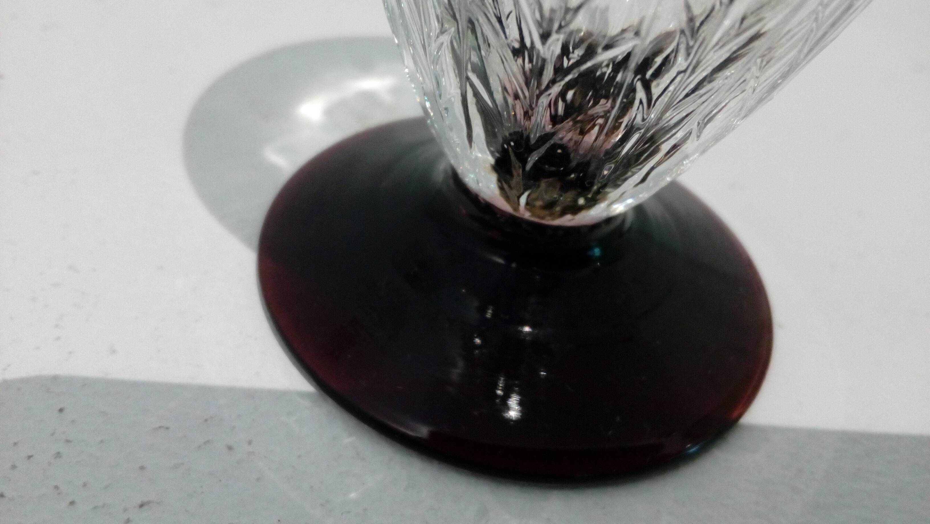 Verres à porto vin cuit apéritif décor de feuille & socle violine