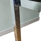 Italian Design Extendable Table in Black Glass and Chrome Legs 1980