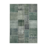 Hand-knotted oriental overdyed 171 cm x 243 cm grey patchwork carpet