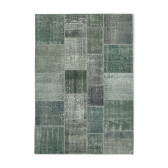 Hand-knotted oriental overdyed 171 cm x 243 cm grey patchwork carpet