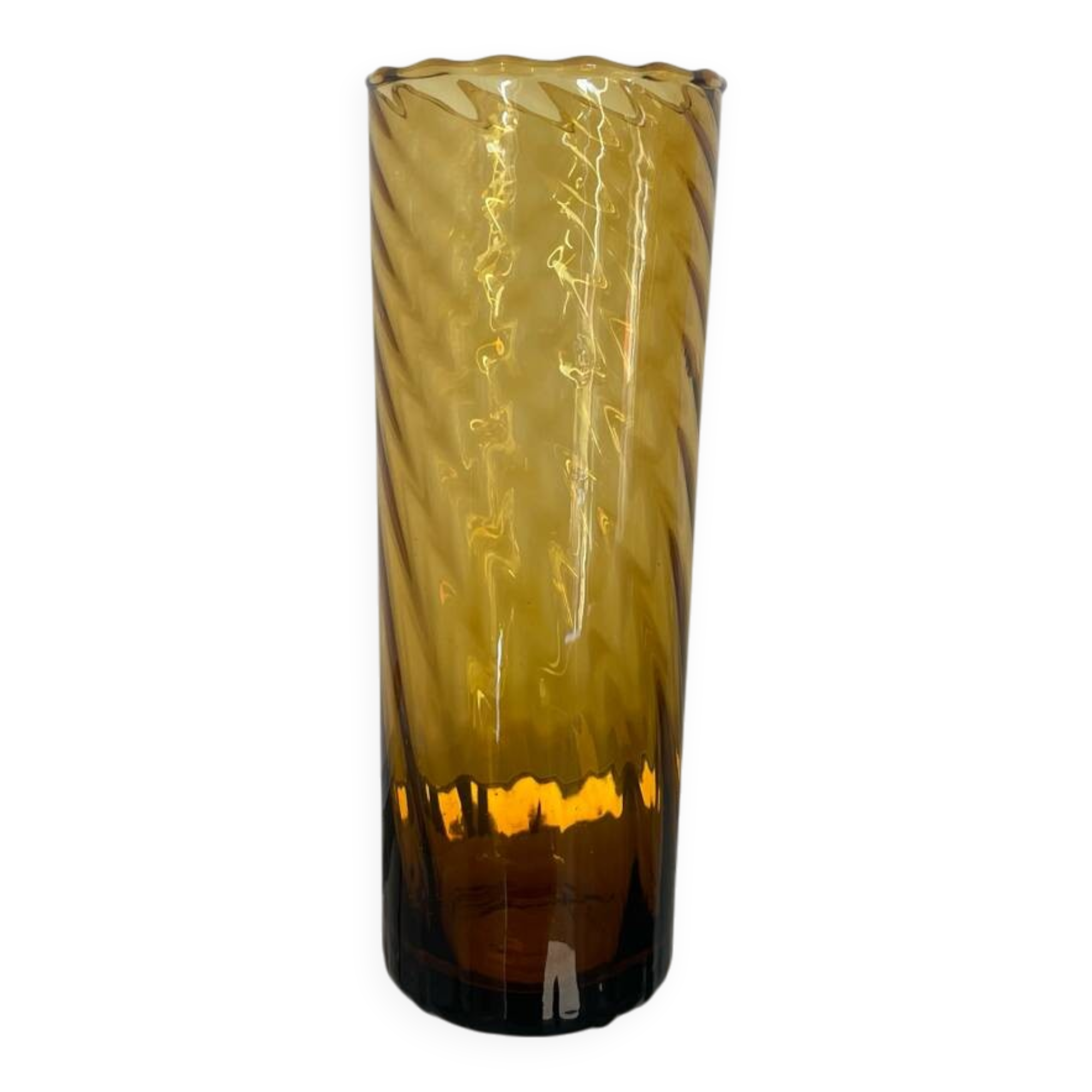 Set of 5 vintage twisted glasses – orange-brown orangeade – 60s/70s