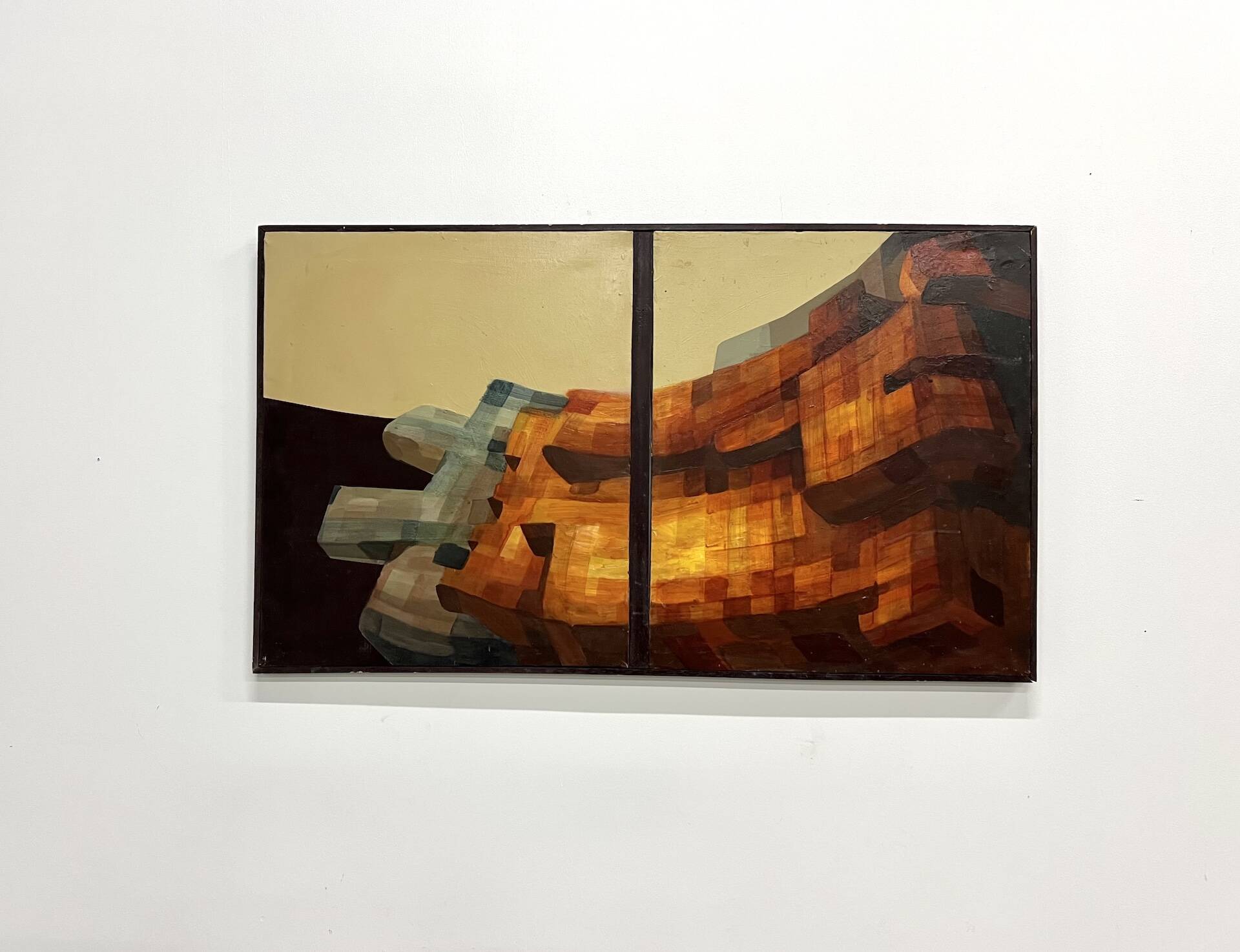 Modernist diptych, oil on canvas