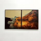 Modernist diptych, oil on canvas