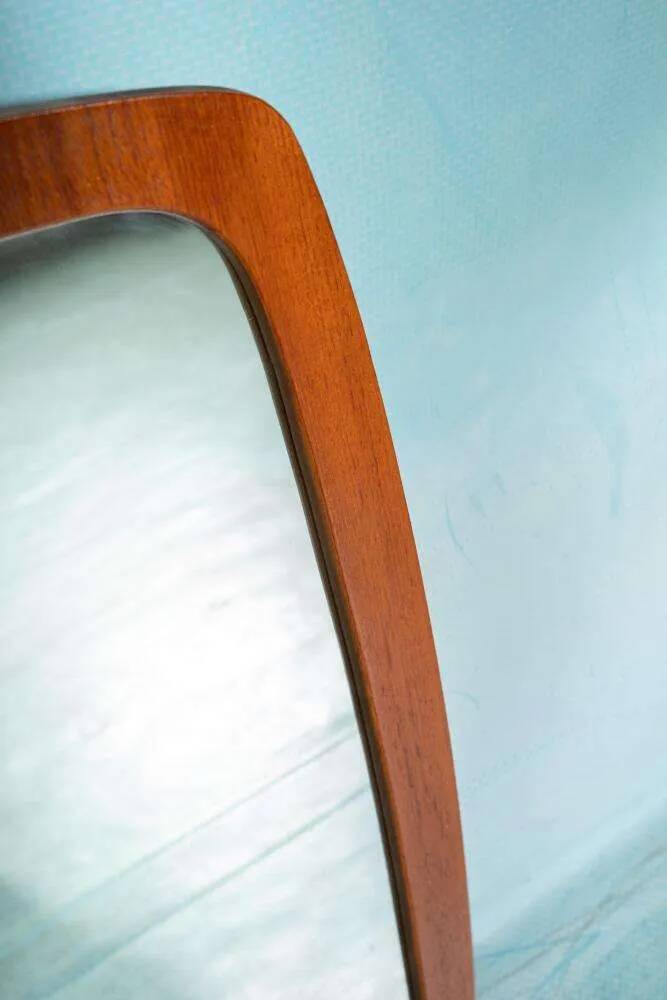 Vintage organic mirror from the 1960s in teak, mid-century mirror.