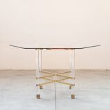 Hexagonal glass table by Sandro Petti, for Angolometallarte, 1970