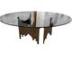 Brutalist handmade coffee table with glass top