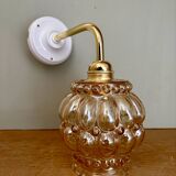 Vintage globe angled wall light in bubbled glass