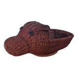 Hippopotamus zoomorphic wicker basket
