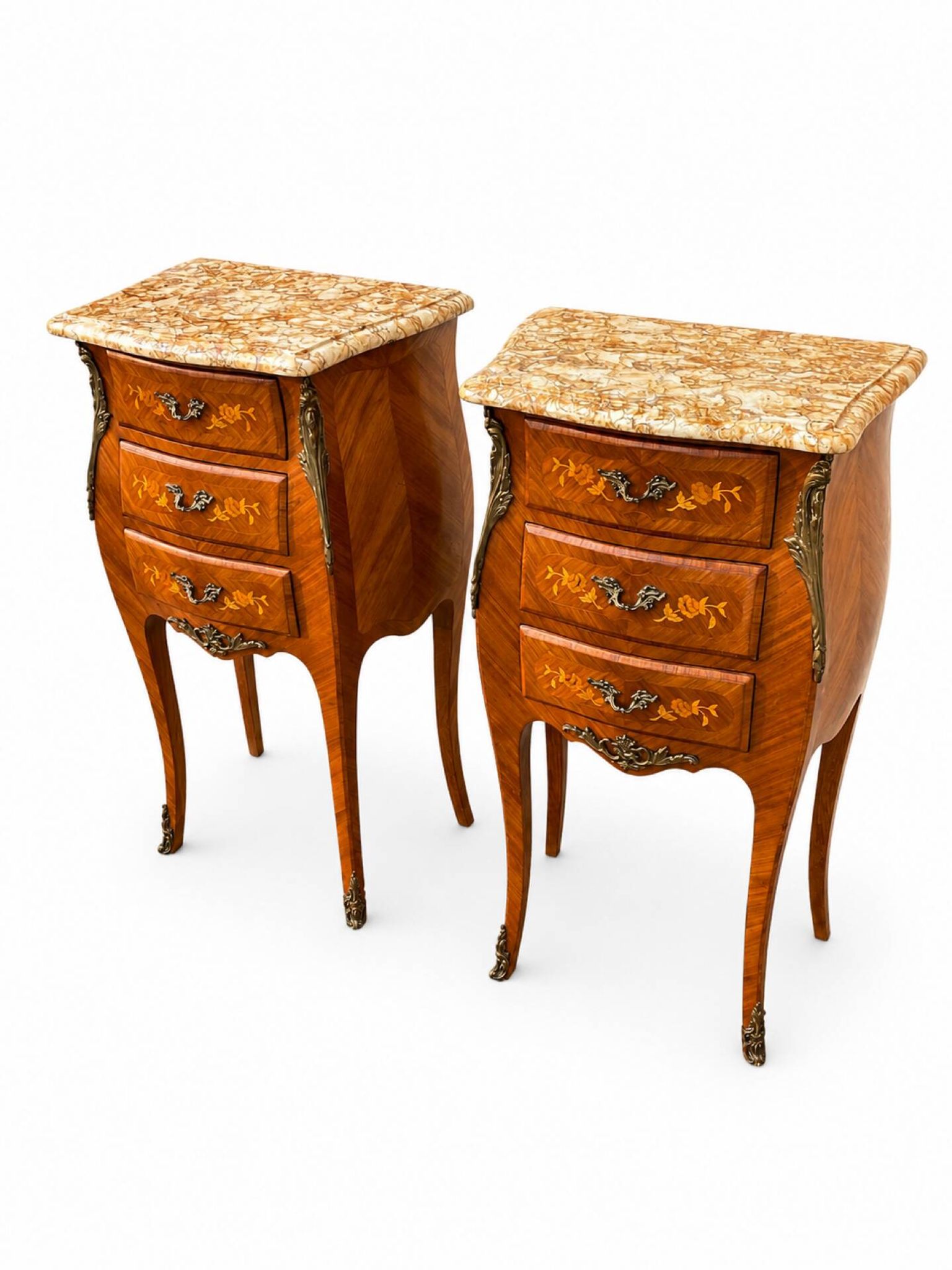 Pair of Louis XV style bedside tables in rosewood.