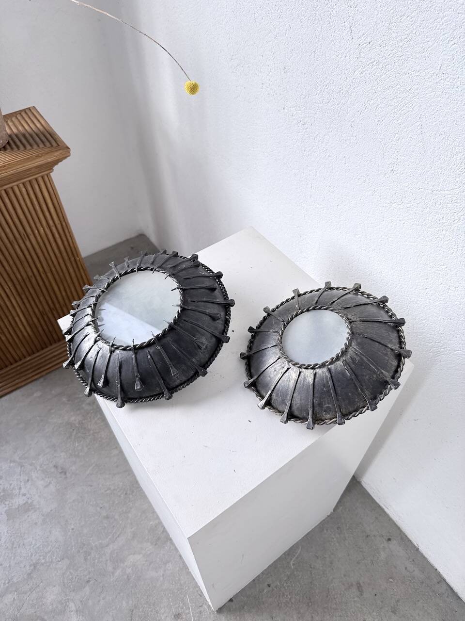 Brutalist "nail" wall sconces
