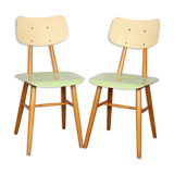 Pair of vintage green chairs, Czech design, 1960