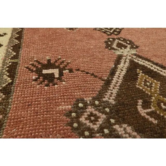 Orange Turkish Vintage Handmade Wool Runner Rug 82x256