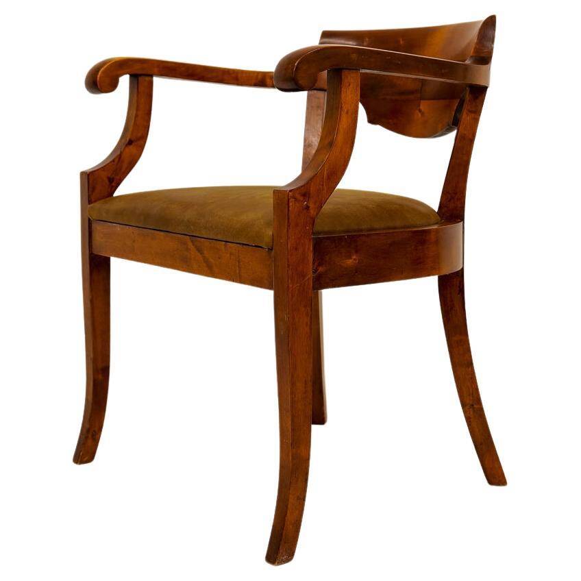 Swedish office chair in lacquered birch, mahogany brown, Sweden, 1920s.