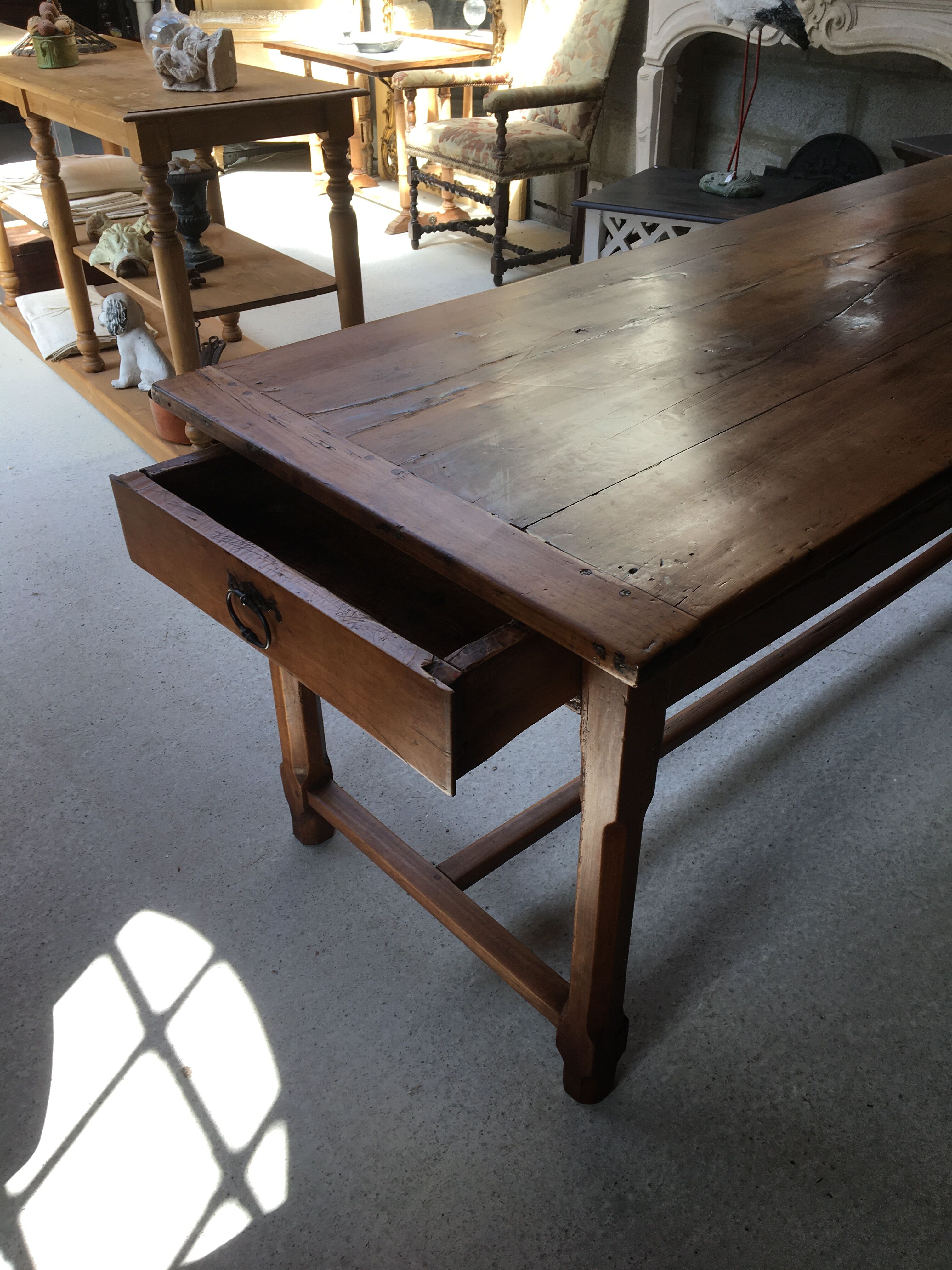 19th-century cherry farm table