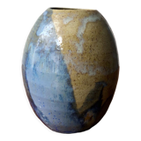 Blue and beige enamel vase