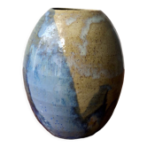 Blue and beige enamel vase