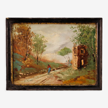 Italian signed landscape painting from 20th century