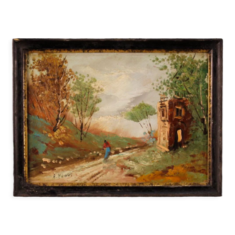 Peinture de paysage signée italienne du 20ème siècle