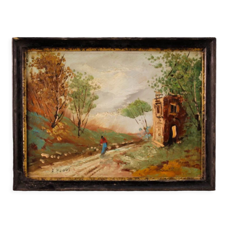 Italian signed landscape painting from 20th century