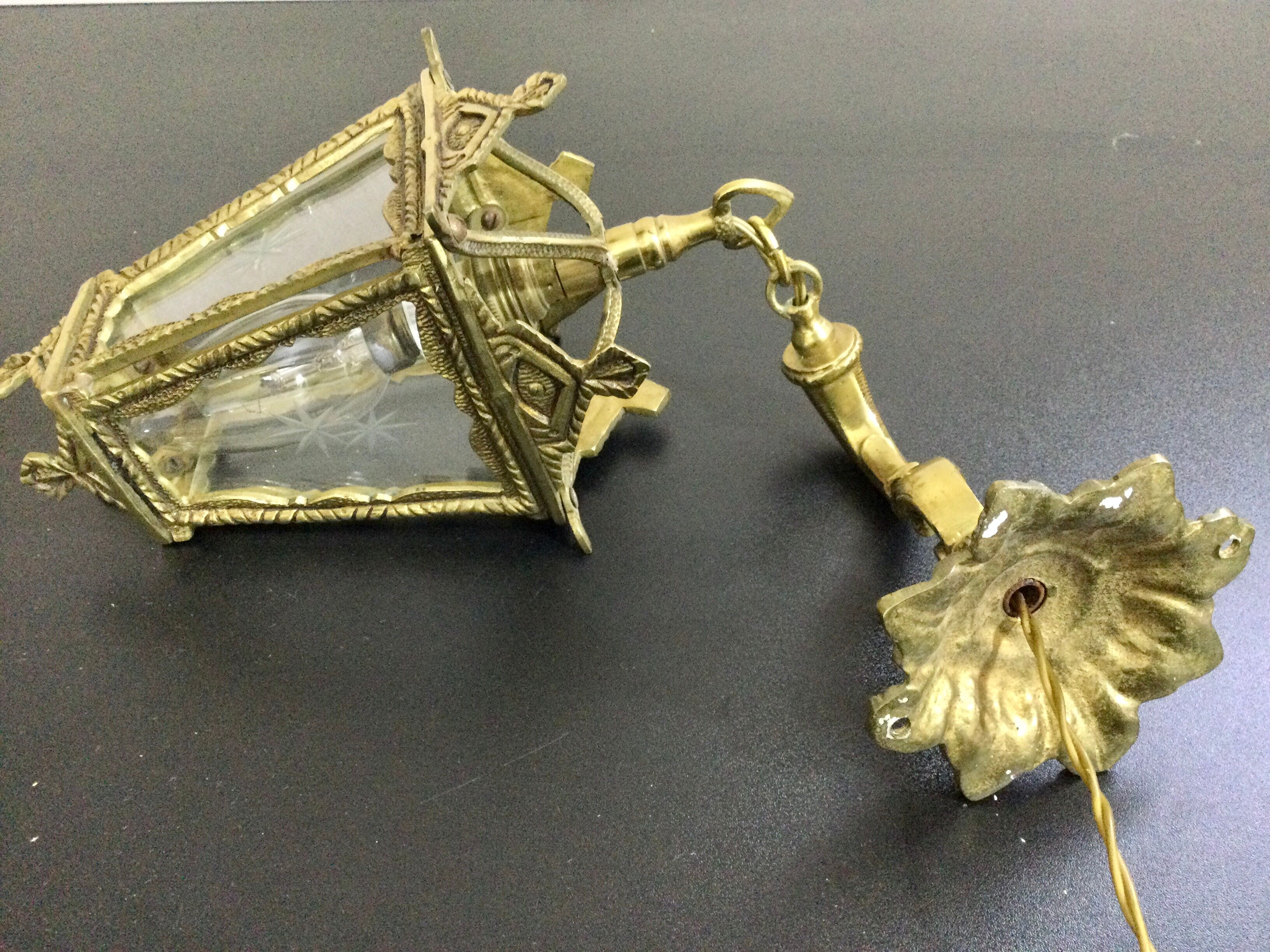 Bronze lantern with starry glasses