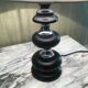 Black wooden lamp chrome braces