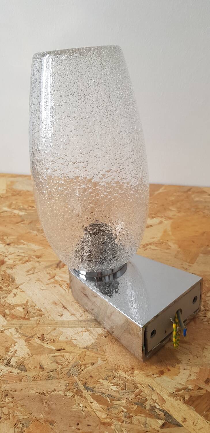 Metal and bubbled glass wall light