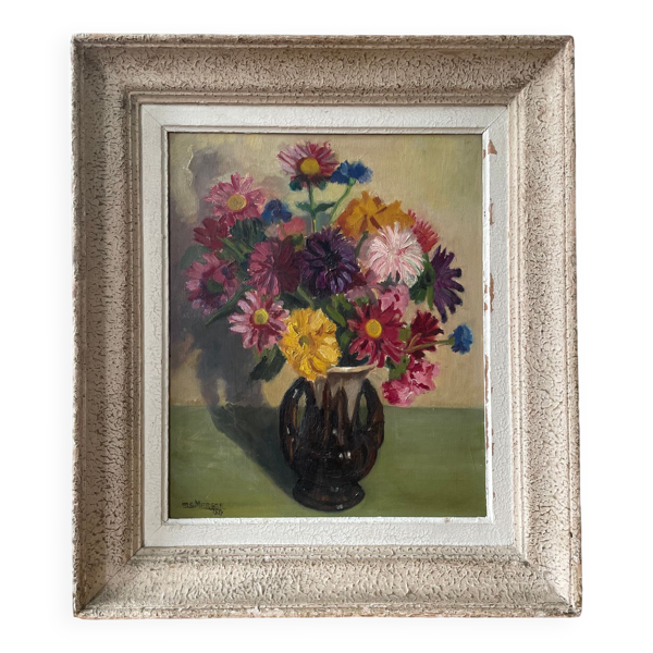 Nature morte signée Maurice Merger de 1957
