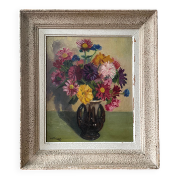 Nature morte signée Maurice Merger de 1957