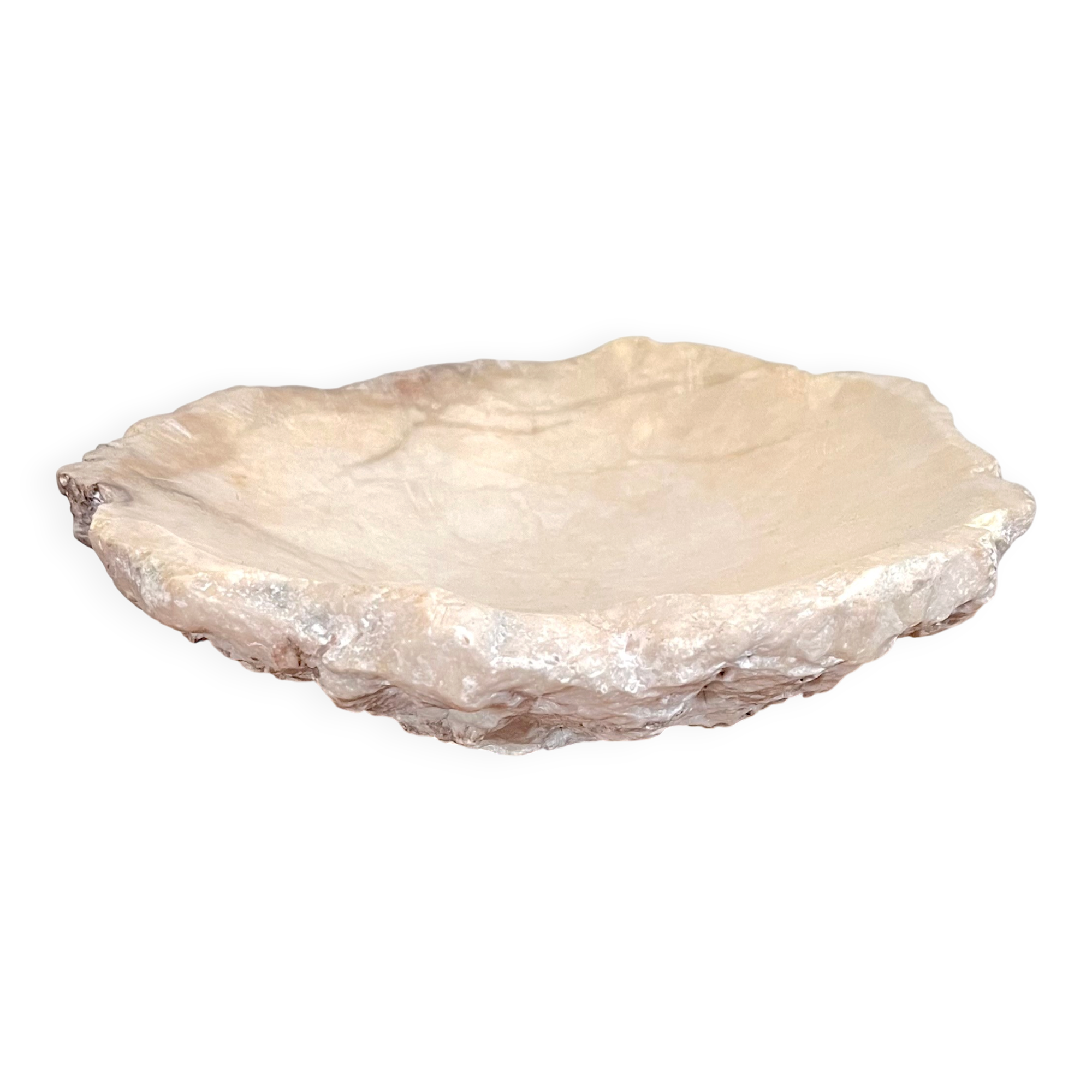 Large ashtray dish made of marbled alabaster.