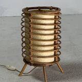 Bamboo cylindrical table lamp by Louis Sognot, France 1950s