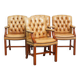 Ensemble de 4 chaises de salle à manger Chesterfield en cuir de vachette de couleur cognac clair