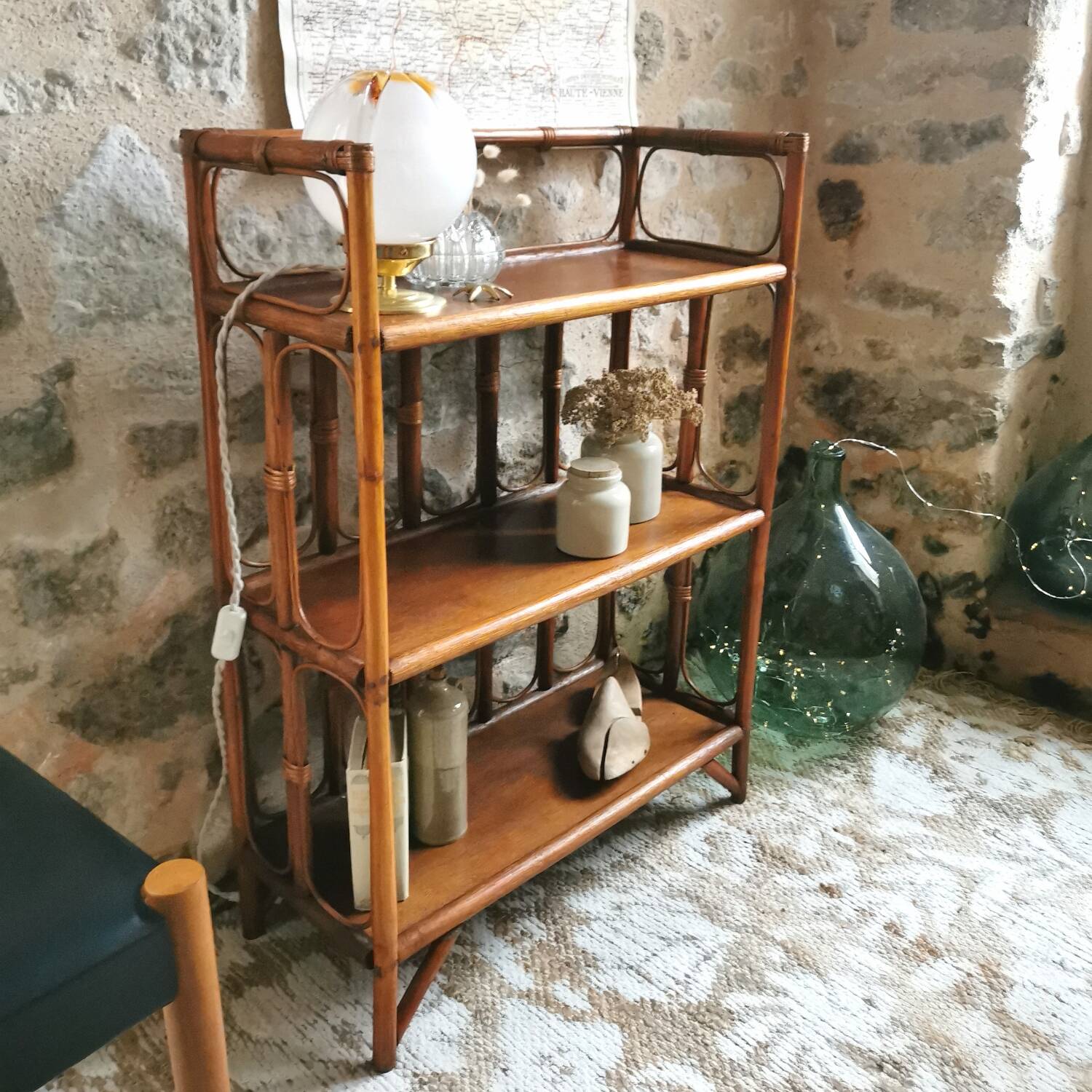 Vintage rattan shelf