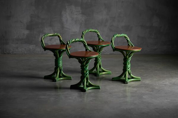 Tabourets fantaisistes en forme de vigne, France, fin du XXe siècle