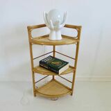 Corner shelf in bamboo rattan 60s 70s