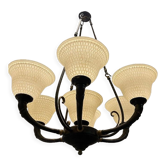 Lustre vintage en verre de Murano et bronze années 1960