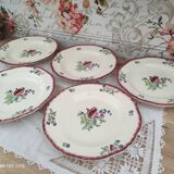 Set of 5 hollow plates Gien France Lorraine model