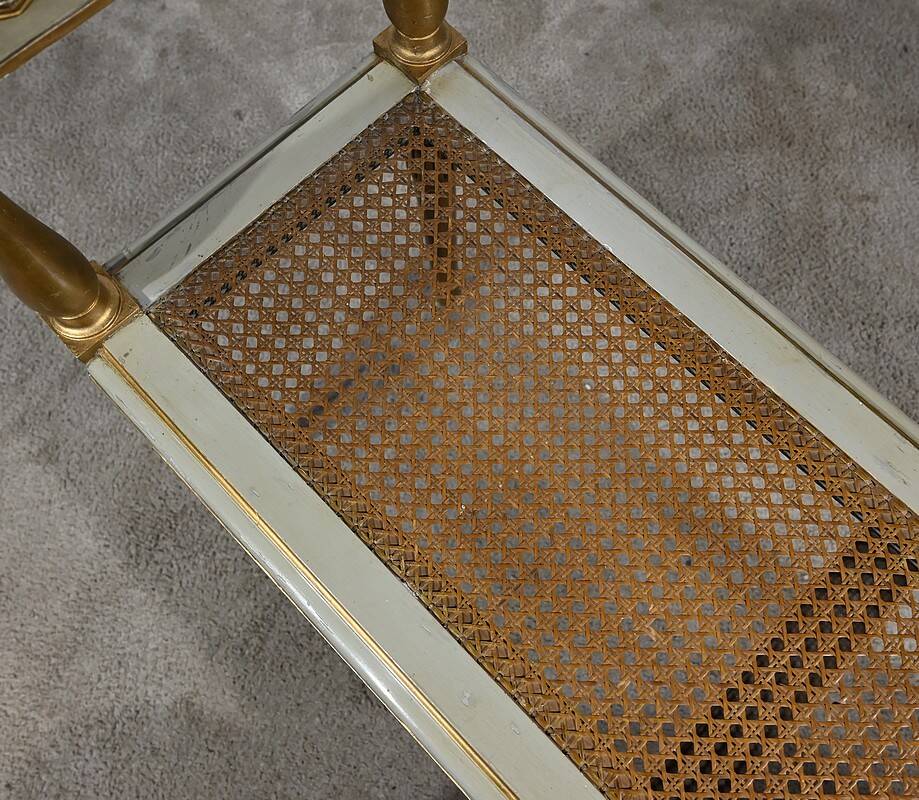 Golden and Grey-Green Wooden Bench, Directoire Style – Late 19th Century