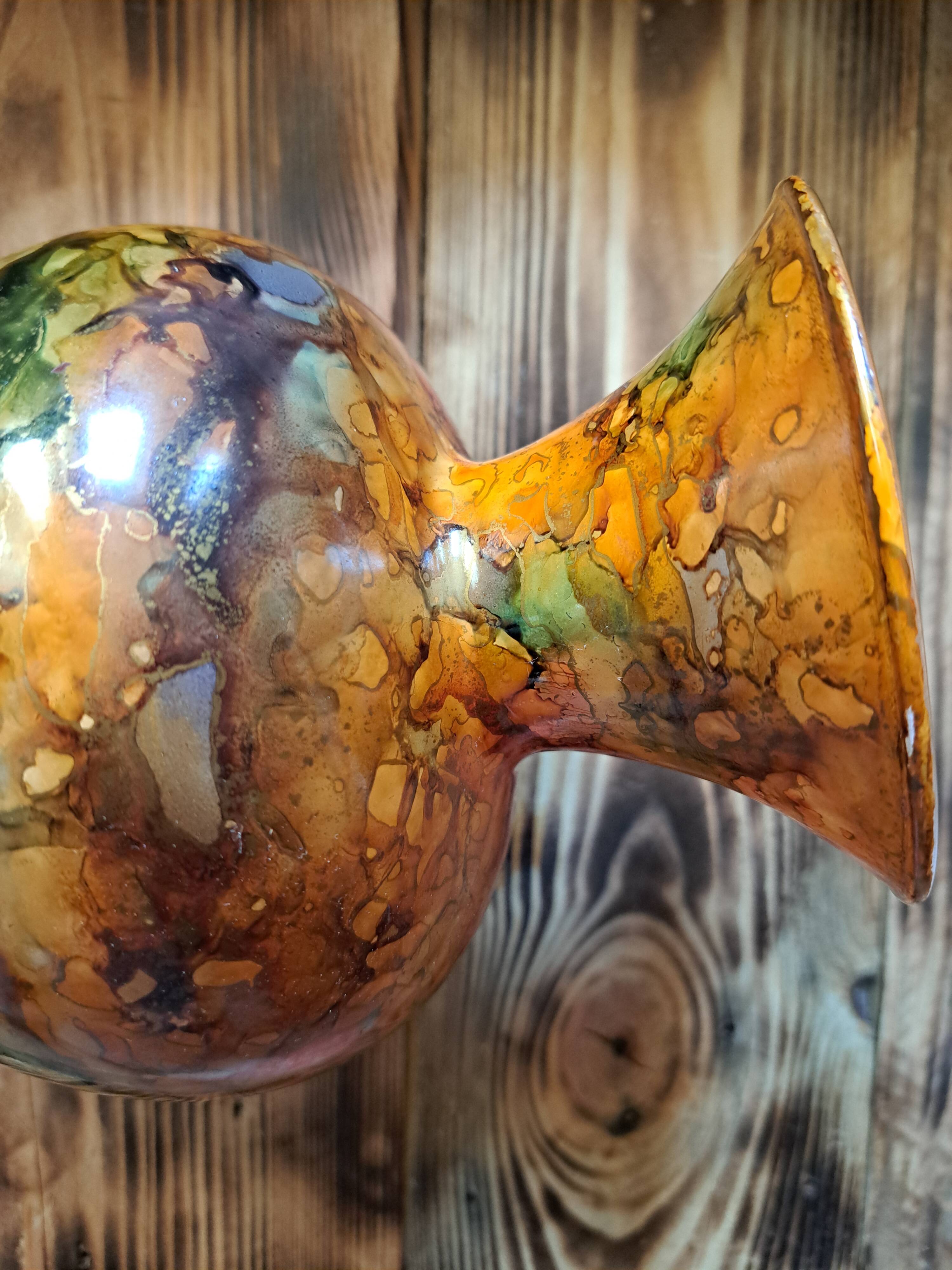 Jean Noël Bouillet vase lacquer on glass Mistigri Chapoutier