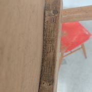 Set of 4 Ton (Thonet) red wooden chairs from the 1960s.