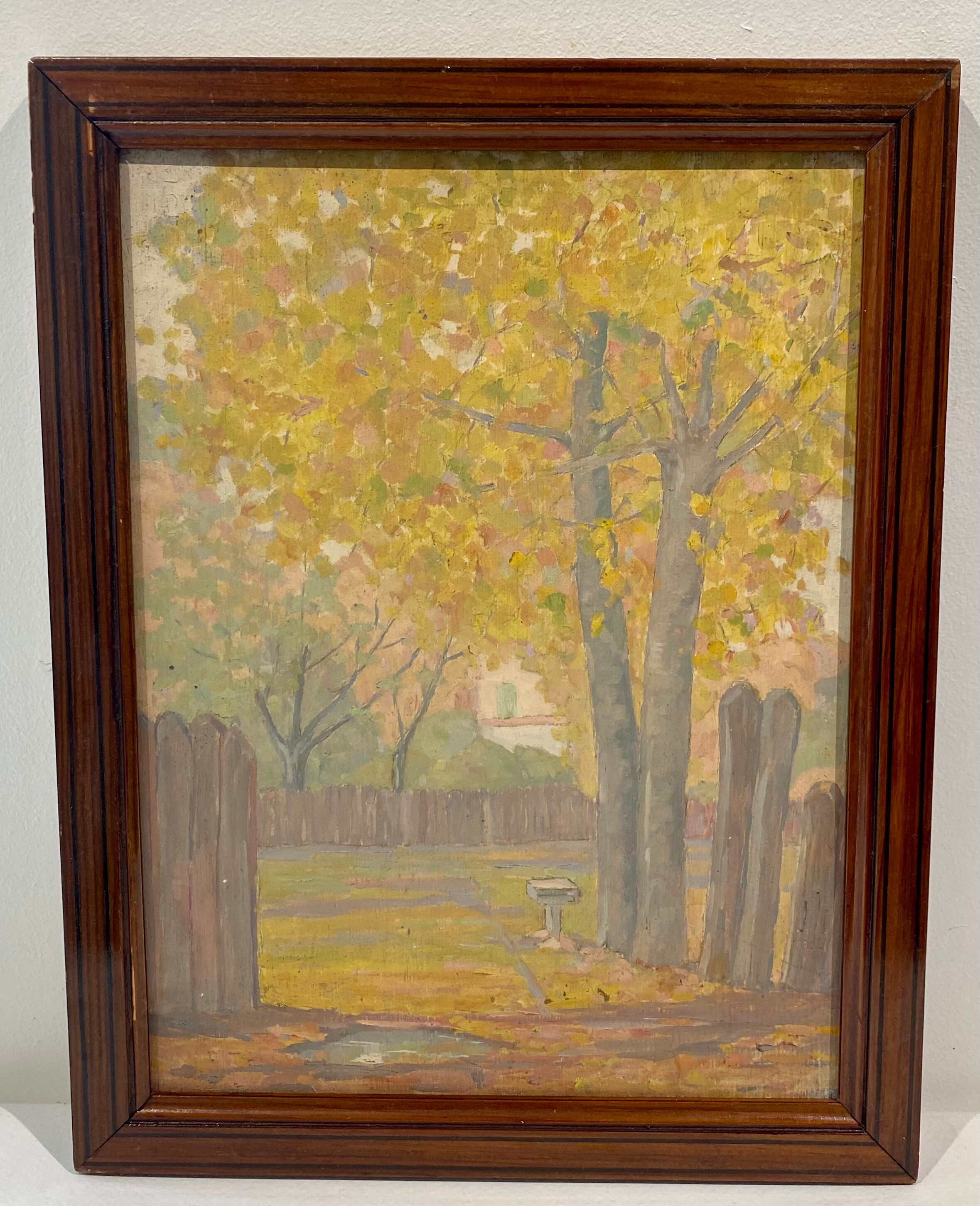 Painting, old, autumn landscape 1940s