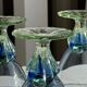 Set of 4 large blue and green glasses H14 D10