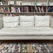 Cinna "Stricto Sensu" 3-seater sofa in chalk leather, designer Didier Gomez.
