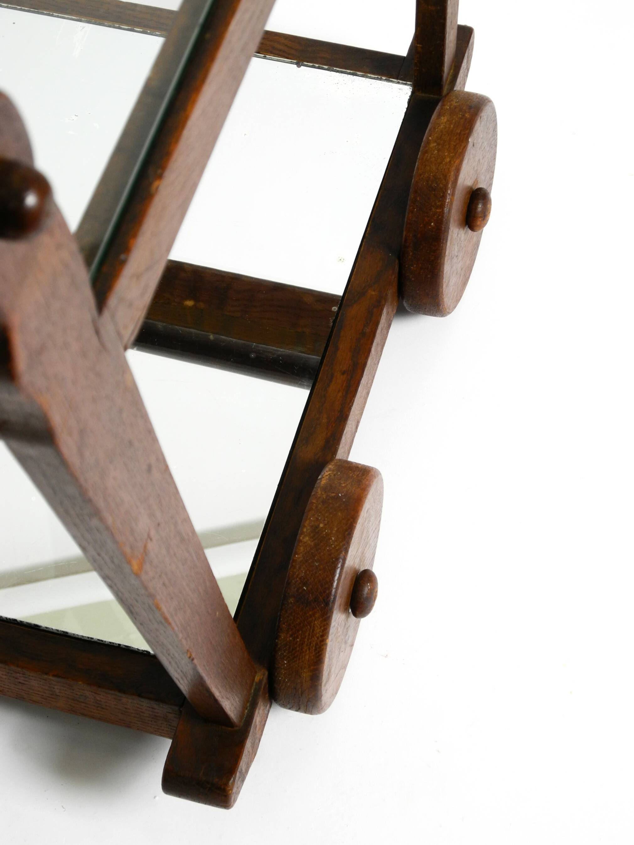 Beautiful, unique 1930s tea trolley bar cart made of solid oak wood