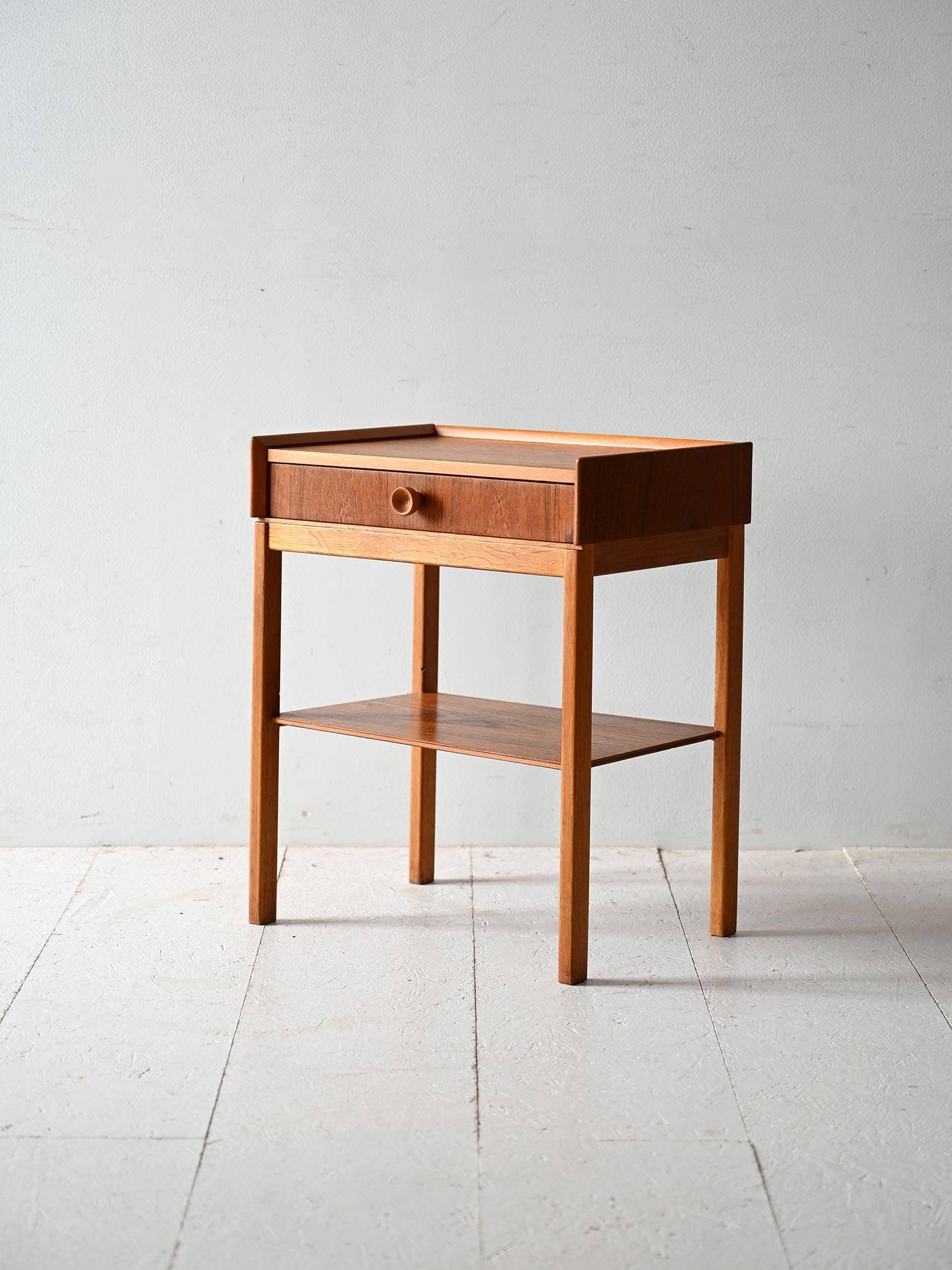 1960s Scandinavian teak and oak nightstand